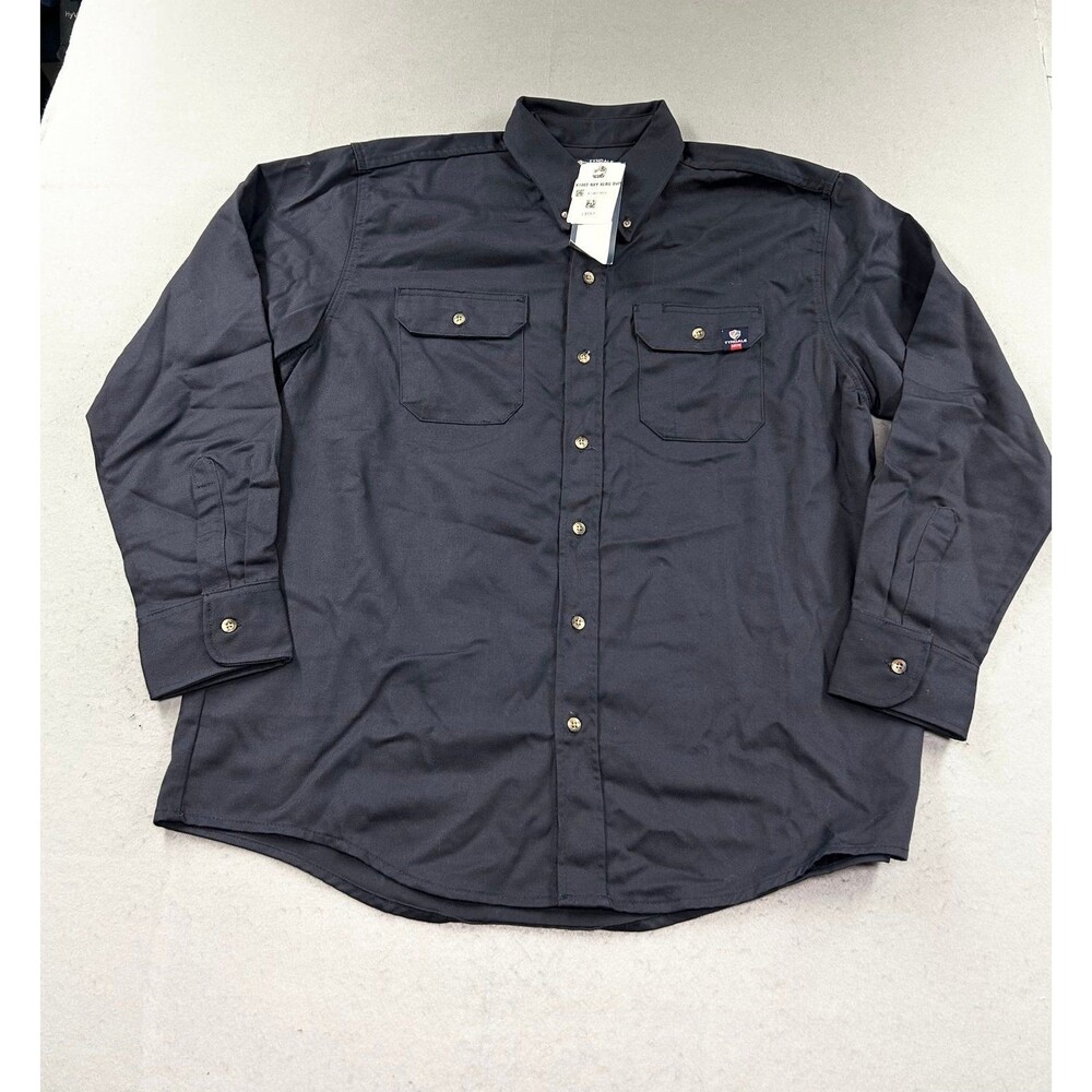 Tyndale FR Shirt Mens XL Long Blue Canvas Flame Resistant Workwear Utility